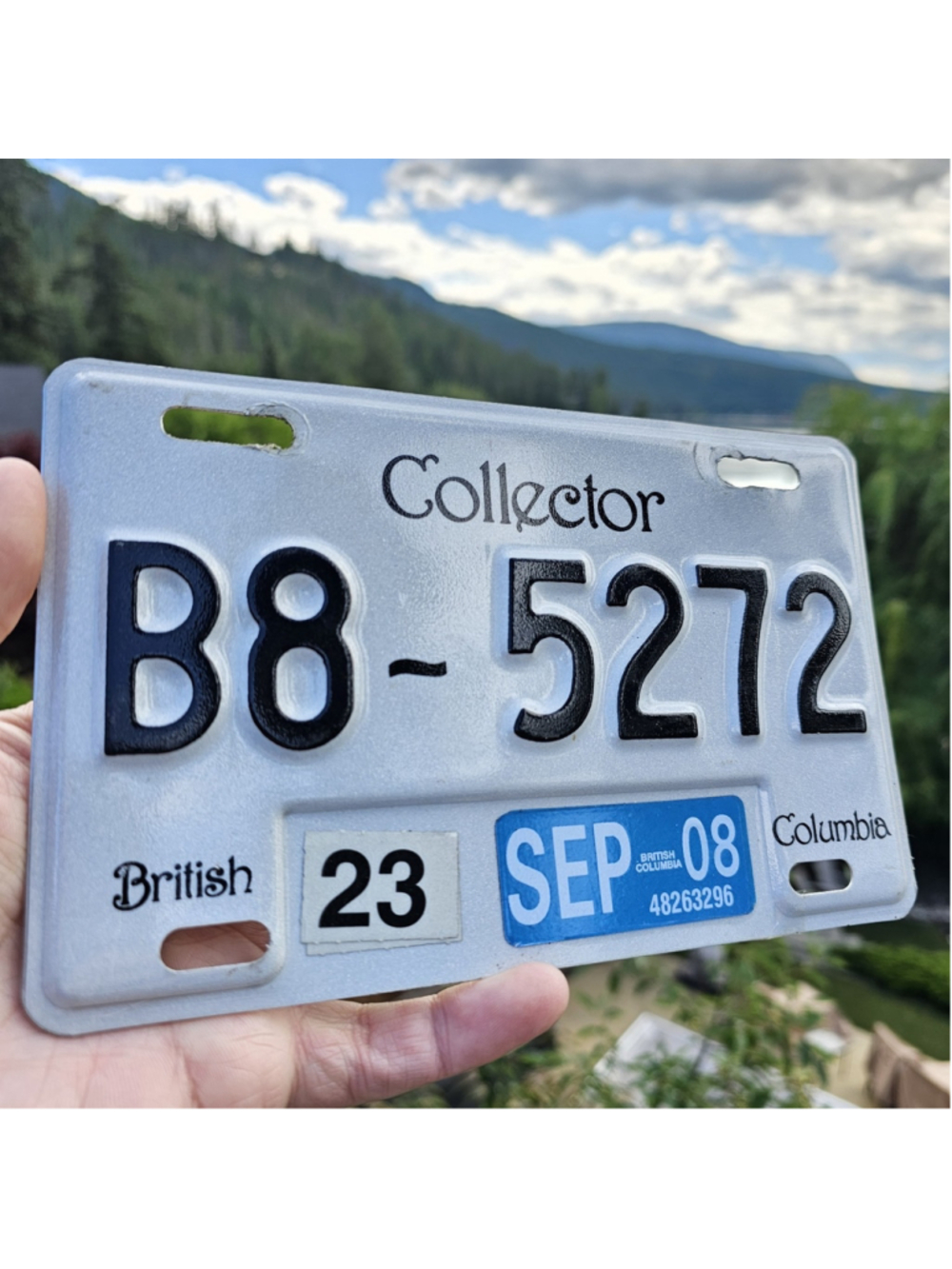British Columbia Collector Motorcycle License Plate B8-5272 BC Rare